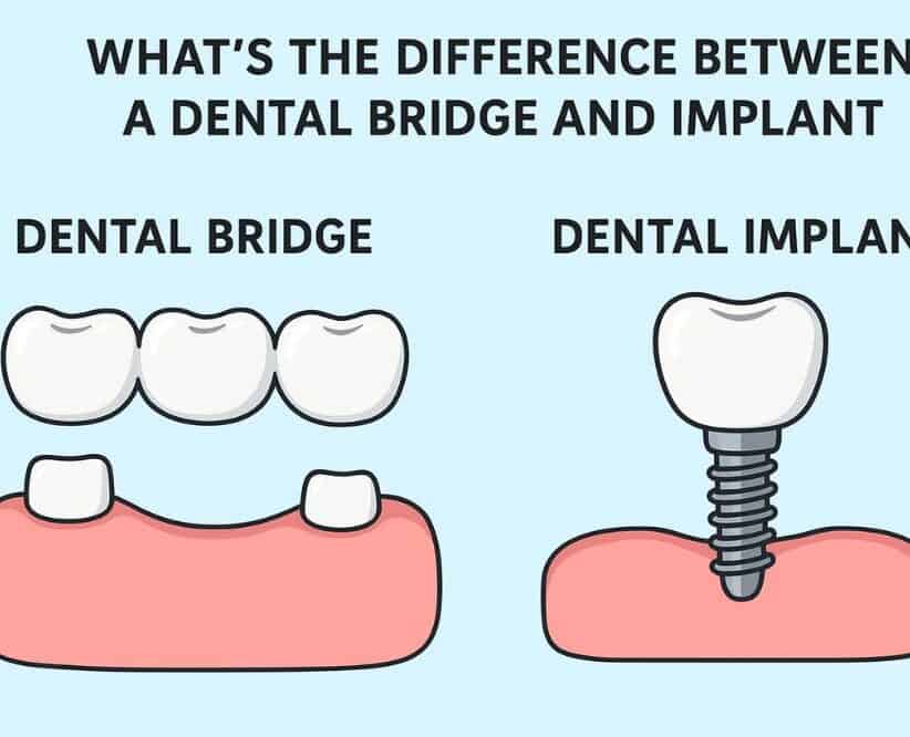 what's the difference between a dental bridge and implant